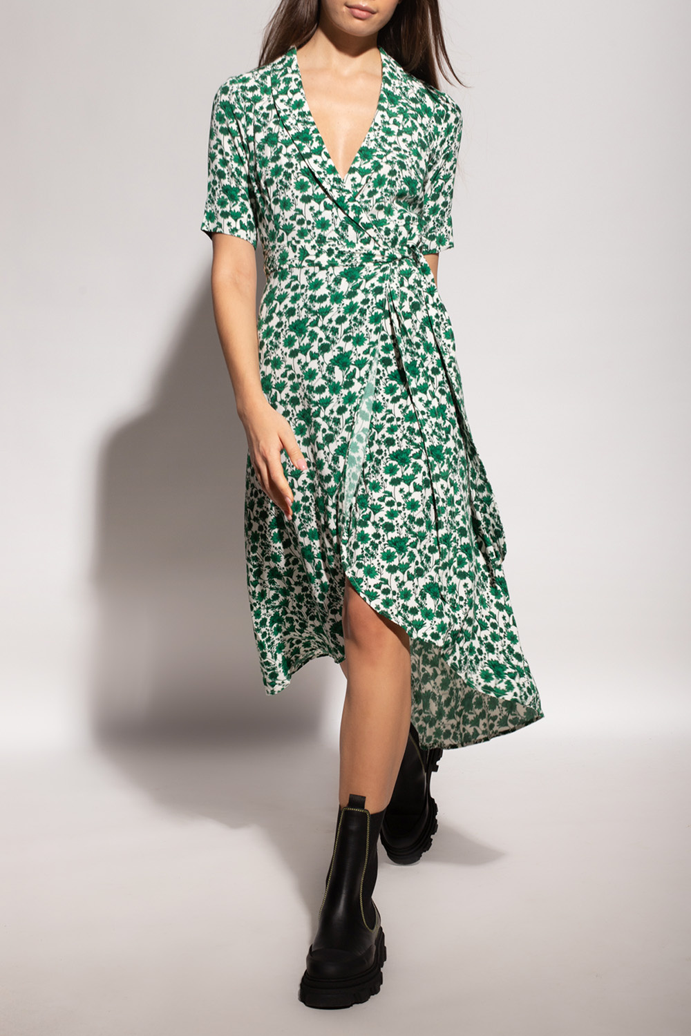 Monki Kean knit midi dress in gray - Green bow logo